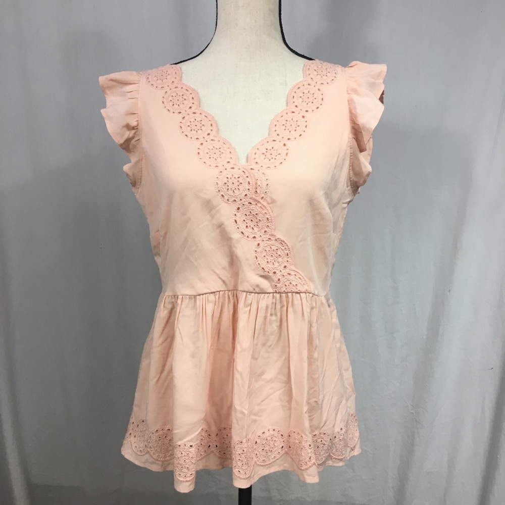 LOFT Baby Pink Peplum Blouse Size 4